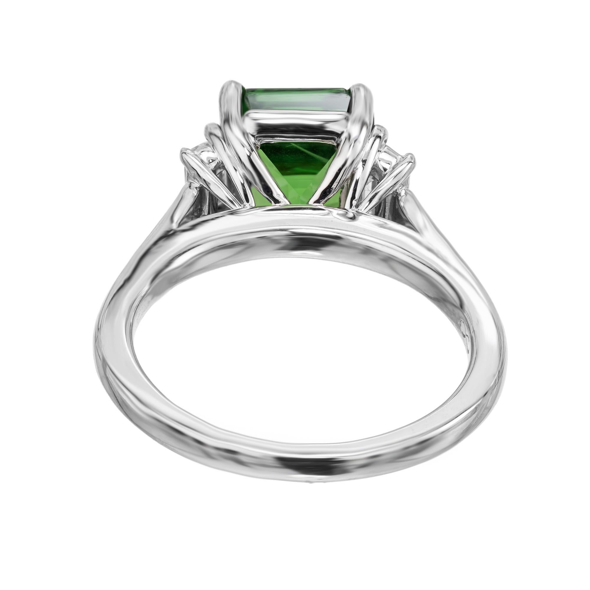 Peter Suchy GIA 2.59 Carat Octogonal Tsavorite Garnet Diamond Engagement Ring For Sale 1
