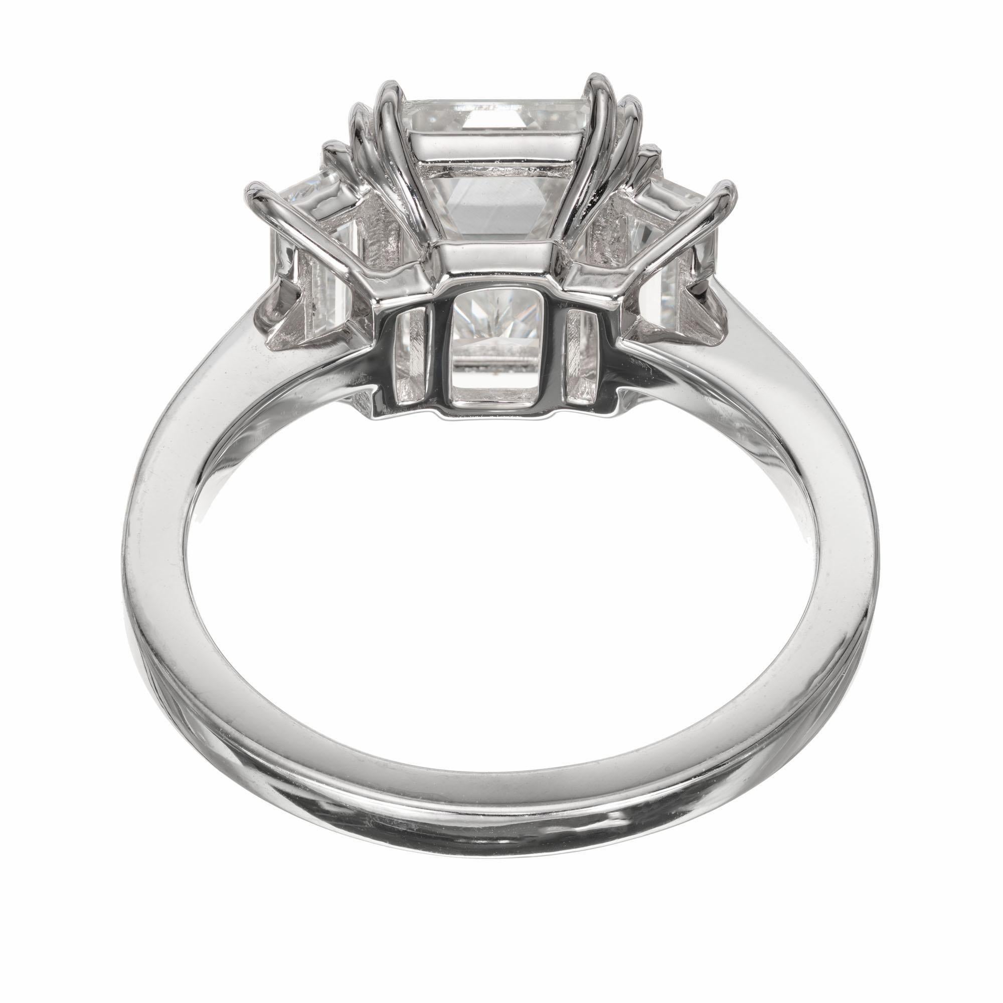 Women's Peter Suchy GIA 2.69 Carat Diamond Platinum Three-Stone Engagement Ring