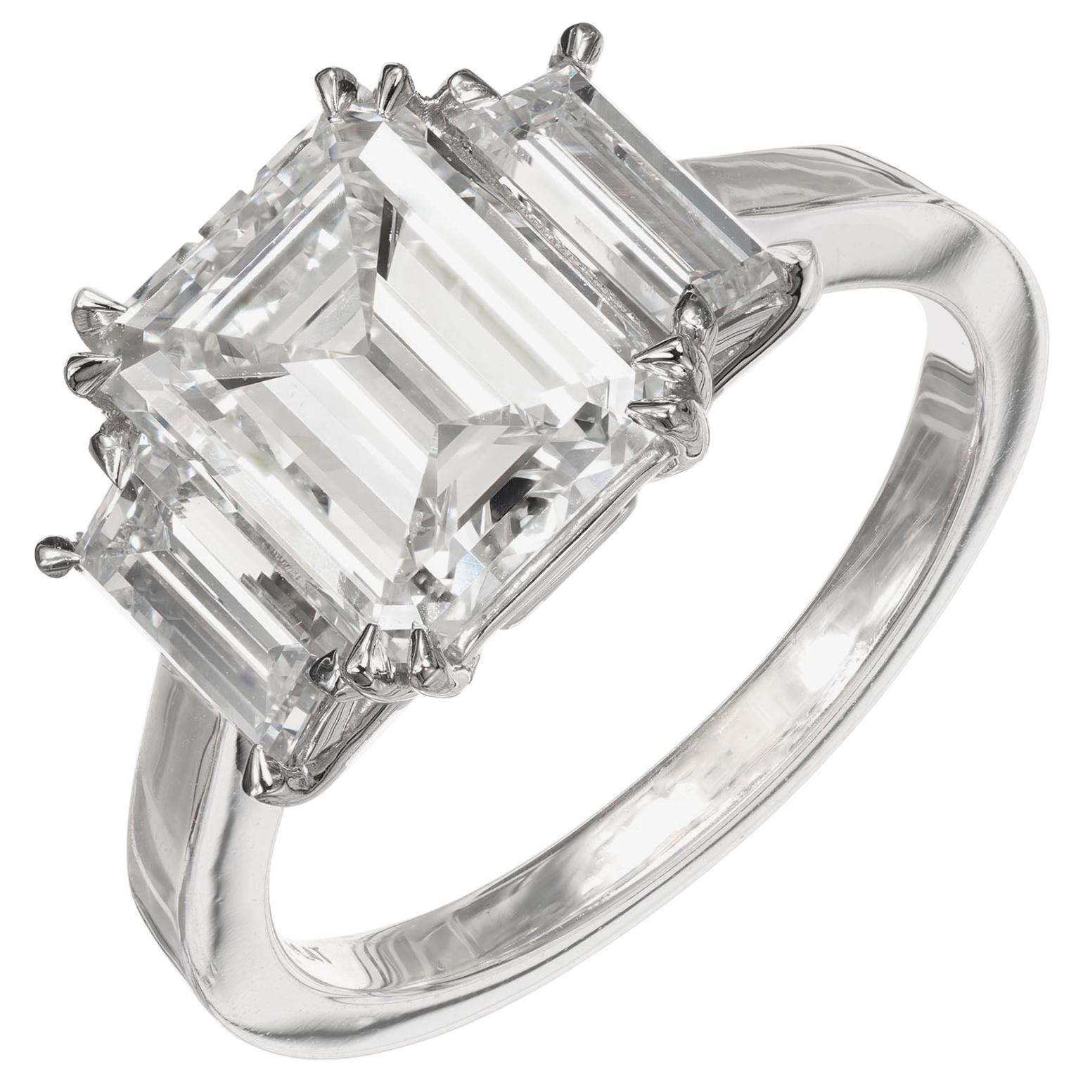 Peter Suchy GIA 2.69 Carat Diamond Platinum Three-Stone Engagement Ring