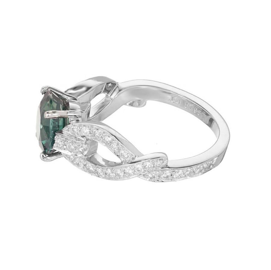 Donna Peter Suchy Anello di fidanzamento in platino con diamante e zaffiro rotondo GIA da 2,70 carati in vendita