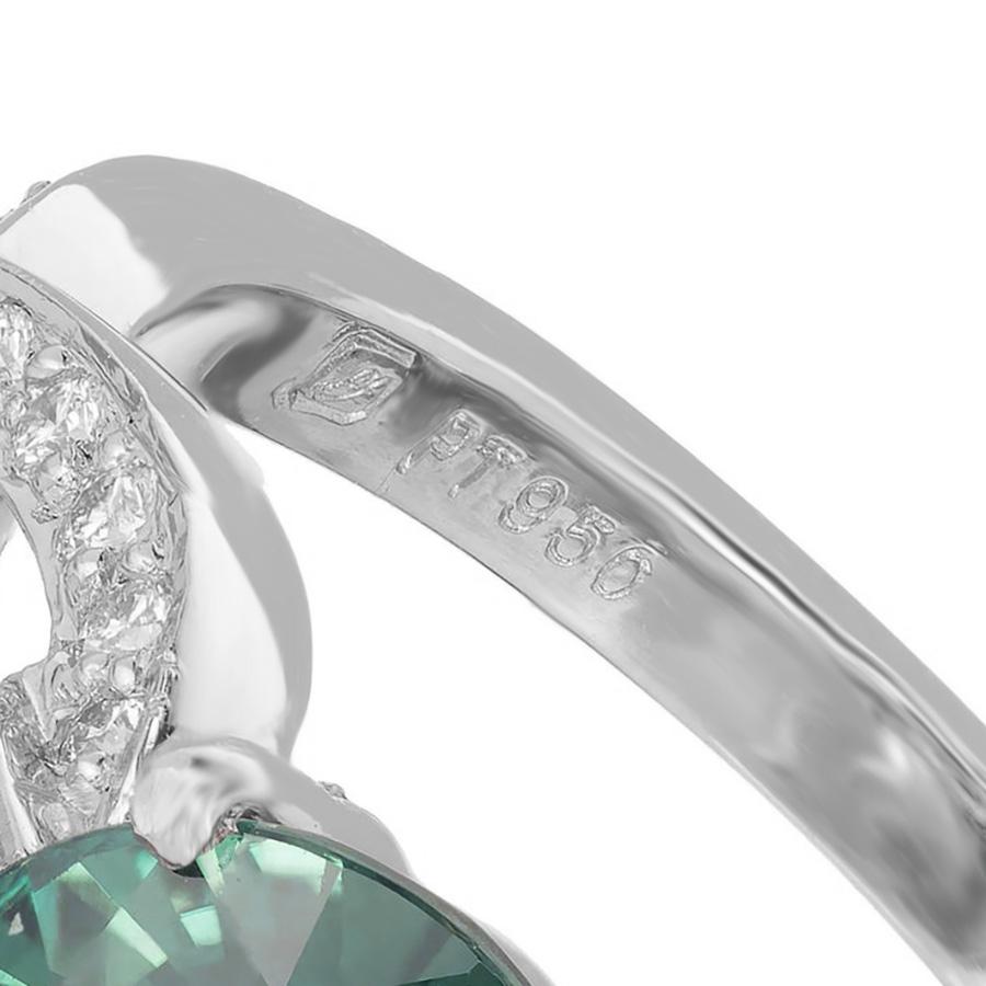 Peter Suchy Anello di fidanzamento in platino con diamante e zaffiro rotondo GIA da 2,70 carati in vendita 1