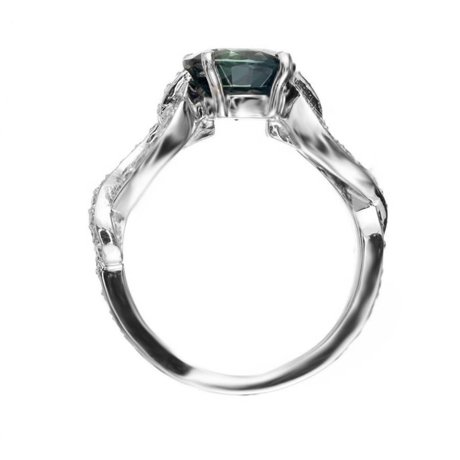 Peter Suchy Anello di fidanzamento in platino con diamante e zaffiro rotondo GIA da 2,70 carati in vendita 2