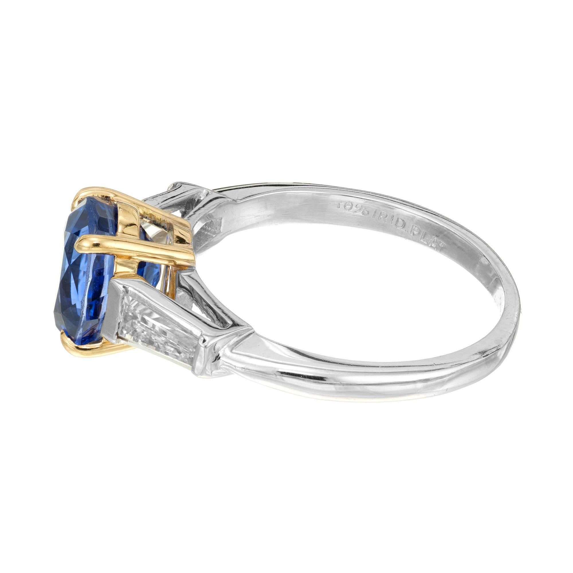 Women's Peter Suchy GIA 2.90 Carat Sapphire Diamond Gold Platinum Engagement Ring  For Sale