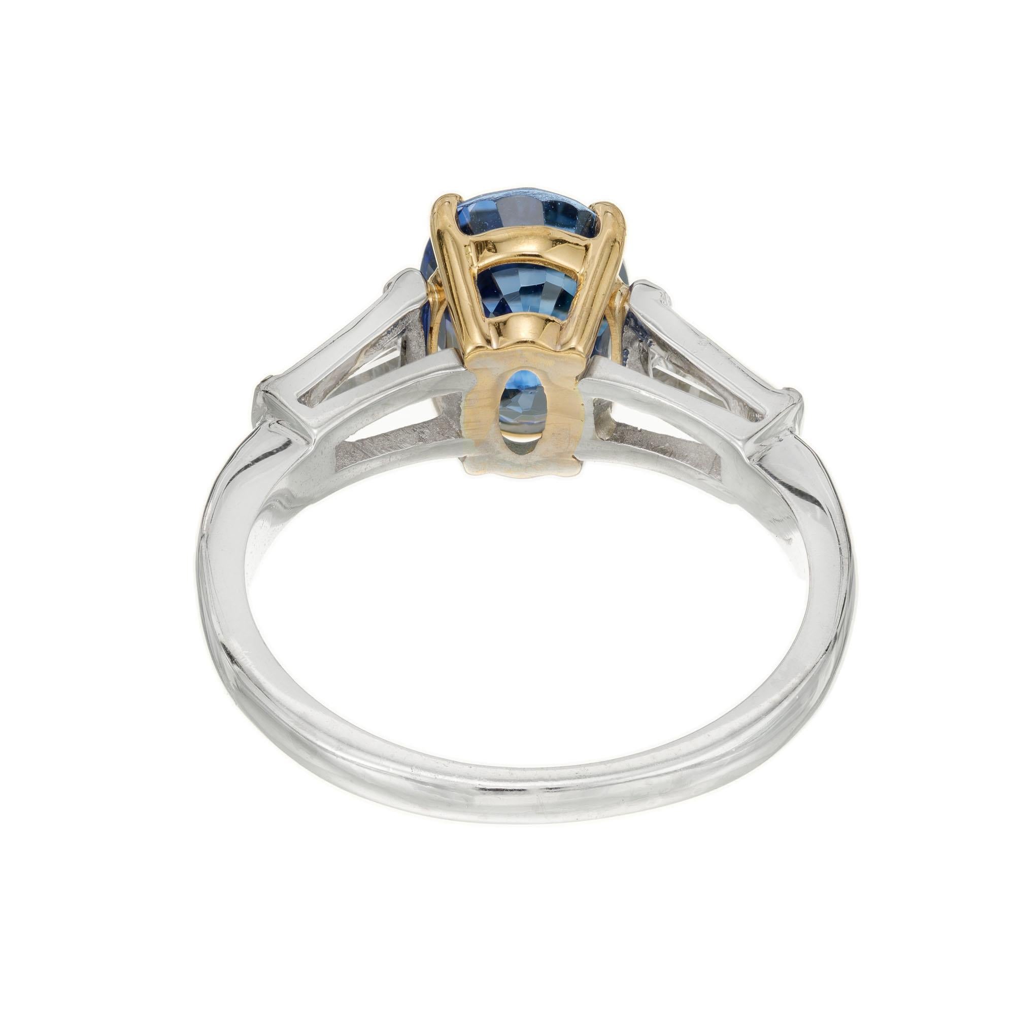 Peter Suchy GIA 2.90 Carat Sapphire Diamond Gold Platinum Engagement Ring  For Sale 1
