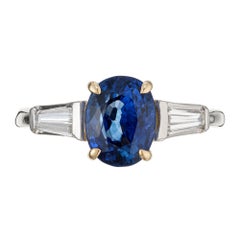 Peter Suchy GIA 2.90 Carat Sapphire Diamond Gold Platinum Engagement Ring 