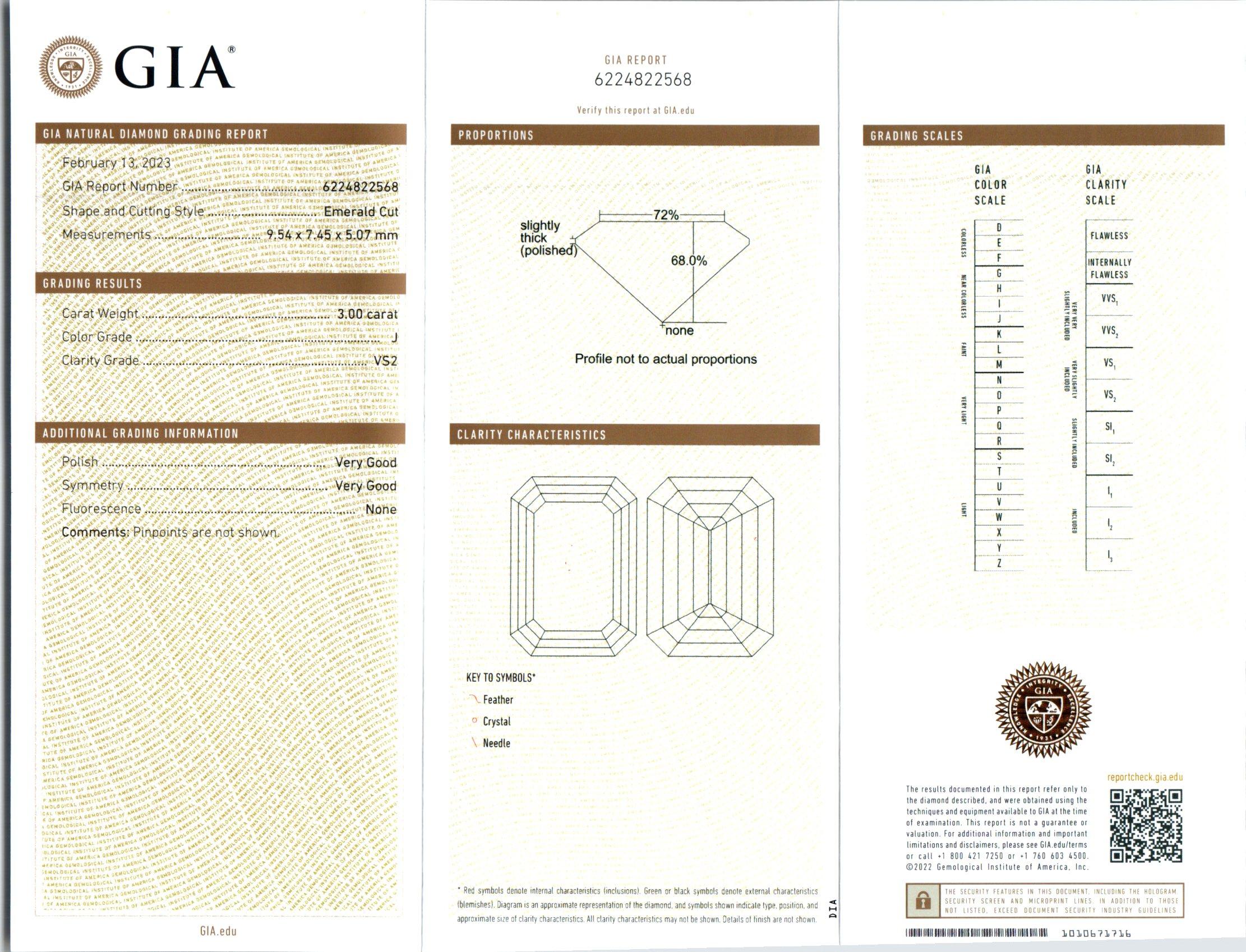 Verlobungsring aus Platin mit drei Steinen von 3,00 Karat Smaragd und Diamant von Peter Suchy Gia  im Angebot 1