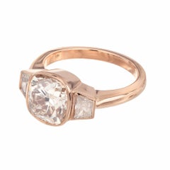 Peter Suchy GIA Anillo de compromiso de tres piedras en oro rosa con diamantes de 3,01 quilates