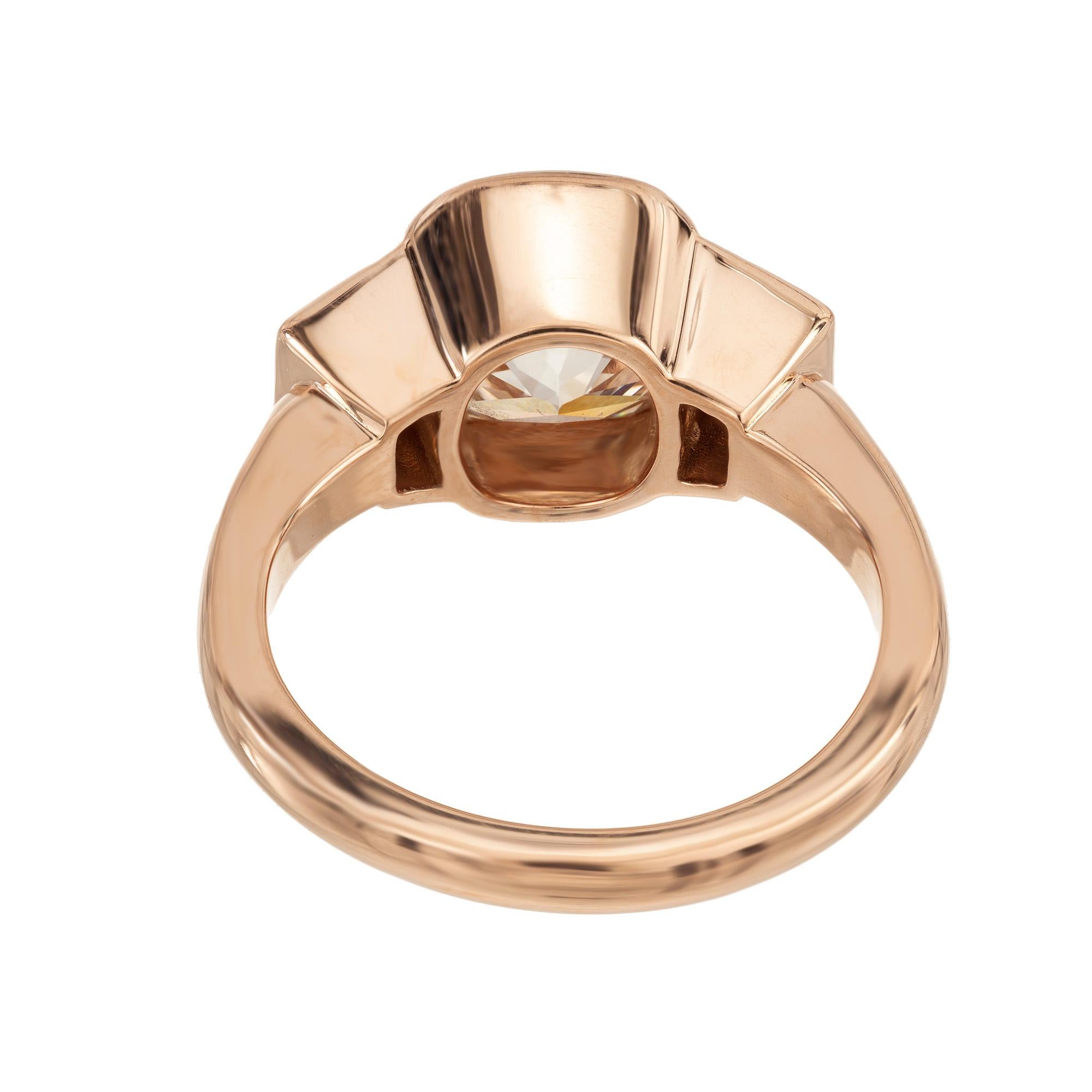 Women's Peter Suchy GIA 3.01 Carat Diamond Rose Gold Three-Stone Engagment Ring For Sale