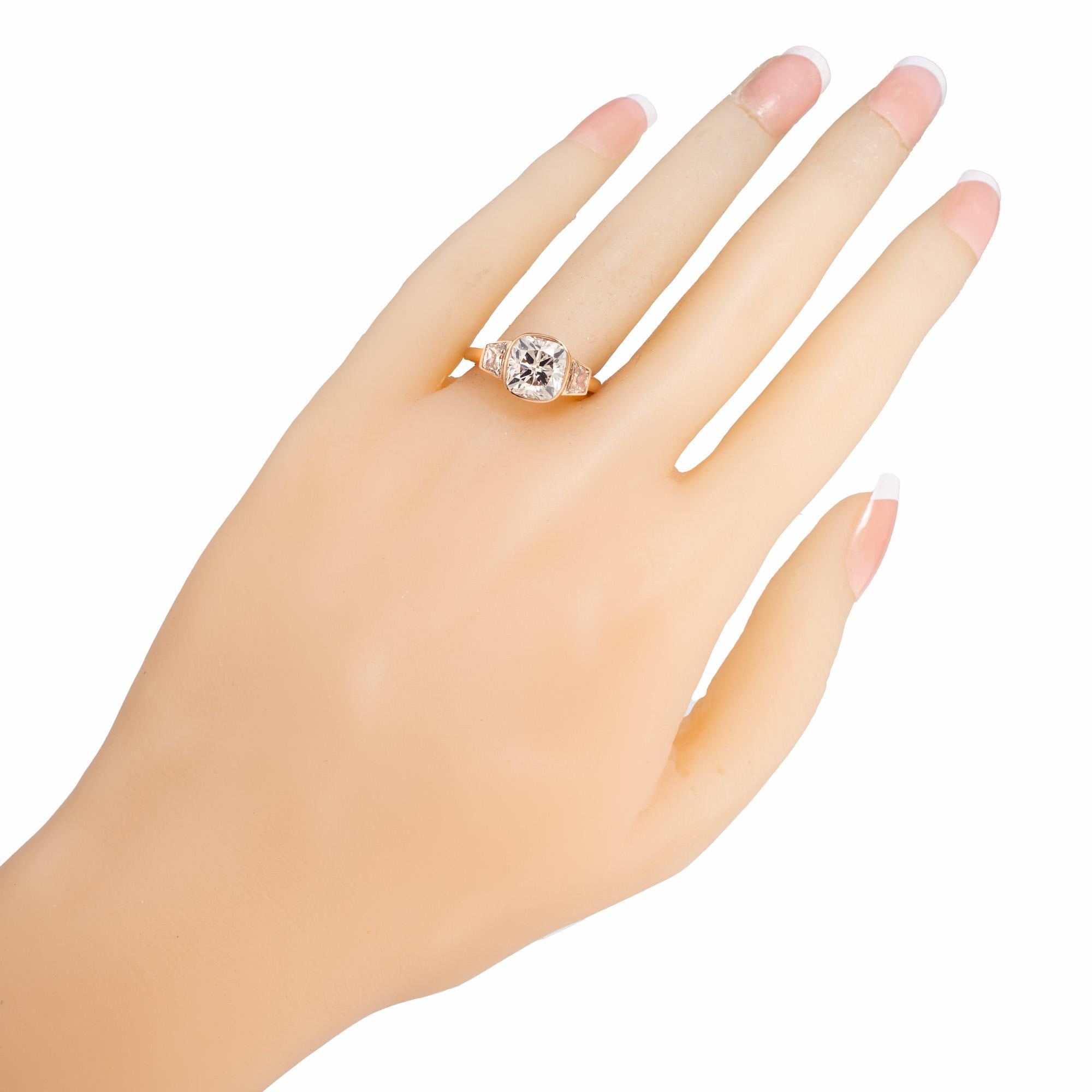 Peter Suchy GIA 3.01 Carat Diamond Rose Gold Three-Stone Engagment Ring For Sale 3
