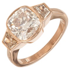Peter Suchy GIA 3,01 Karat Diamant Rose Gold Drei-Stein-Verlobungsring