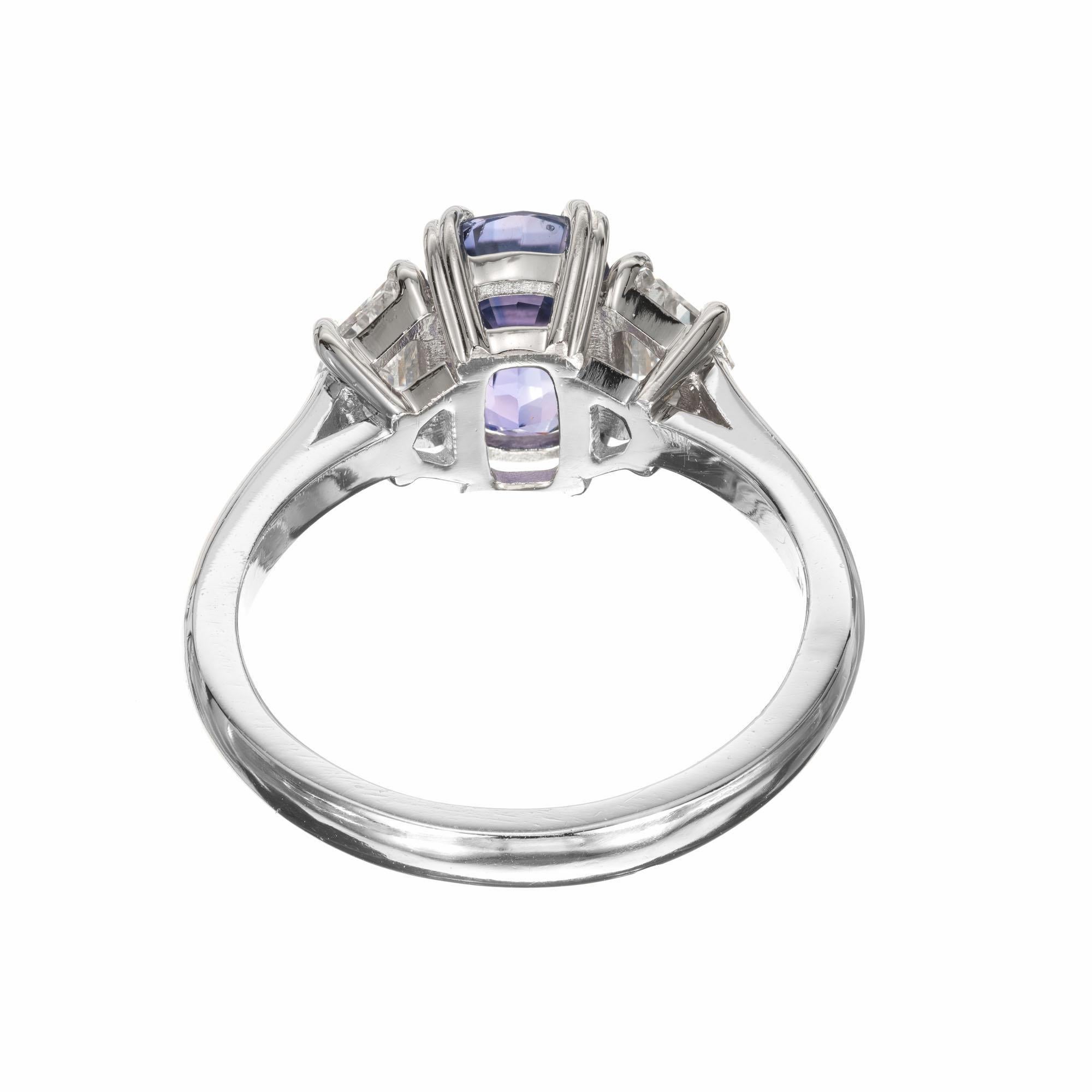 Peter Suchy GIA 3.07 Carat Sapphire Diamond Platinum Three-Stone Engagement Ring For Sale 1