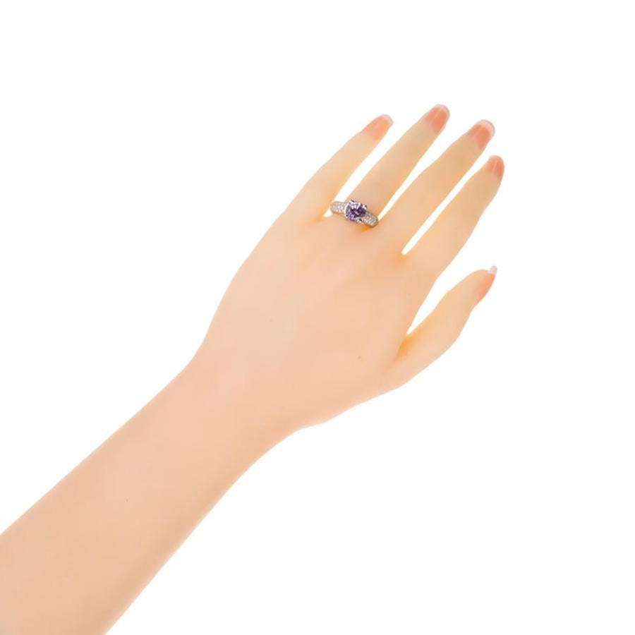 Peter Suchy GIA 3.13 Carat Purple Sapphire Diamond Engagement Platinum Ring In Excellent Condition For Sale In Stamford, CT