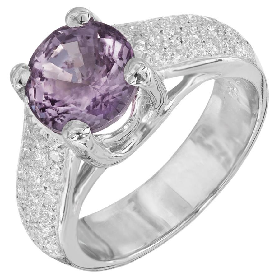 Peter Suchy GIA 3.13 Carat Purple Sapphire Diamond Engagement Platinum Ring For Sale