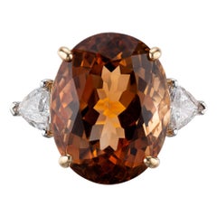 Peter Suchy GIA 31.38 Carat Orange Topaz Diamond Platinum Gold Cocktail Ring