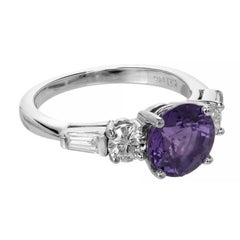 Peter Suchy Anello di fidanzamento in oro con diamante e zaffiro viola naturale da 3,18 carati