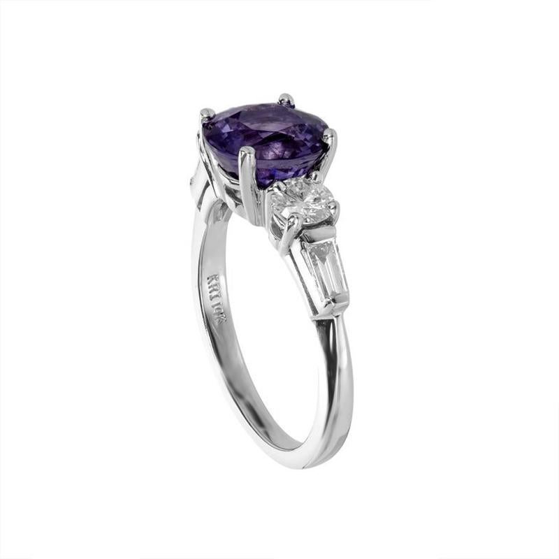 Peter Suchy GIA 3.18 Carat Natural Purple Sapphire Diamond Gold Engagement Ring For Sale 1