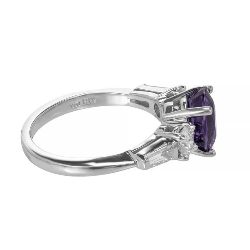 Peter Suchy GIA 3.18 Carat Natural Purple Sapphire Diamond Gold Engagement Ring For Sale 2