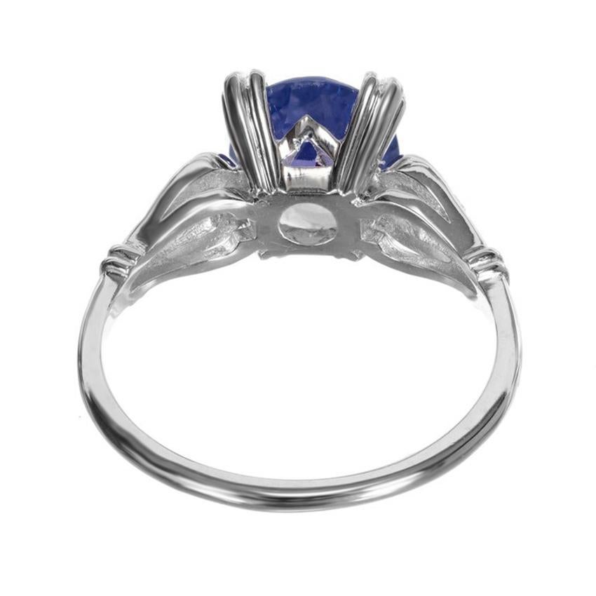 Peter Suchy GIA 3.22 Carat Violet Sapphire Diamond Platinum Engagement Ring For Sale 1
