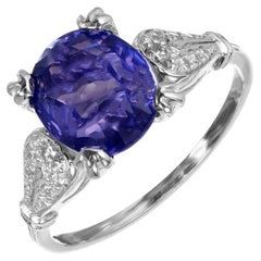 Peter Suchy GIA Anillo de compromiso de zafiro violeta y diamante en platino de 3,22 quilates