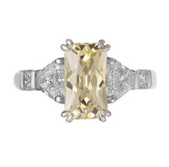 Peter Suchy GIA 3,31 Karat Gelber Saphir Diamant Platin Verlobungsring