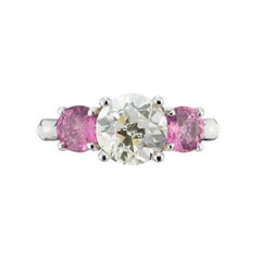 Peter Suchy Bague de fiançailles à trois pierres en platine avec diamants et saphirs de 3,52 carats certifiés GIA