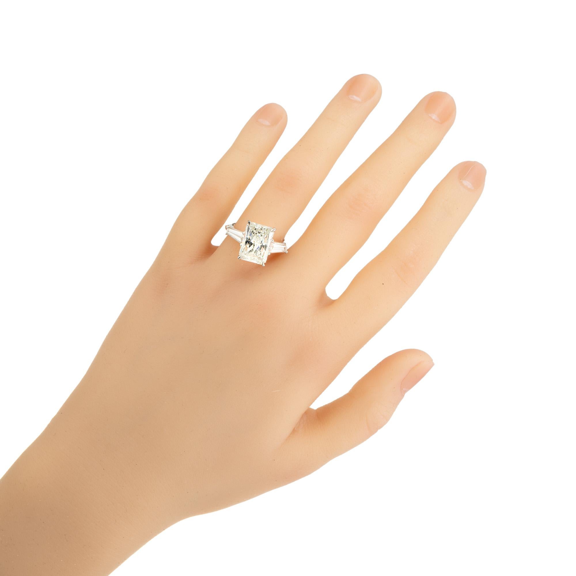 Peter Suchy GIA 4.01 Carat Diamond Three Stone Platinum Engagement Ring For Sale 3