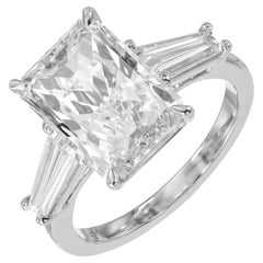 Peter Suchy GIA Anillo de compromiso de platino con tres piedras y 4,01 quilates de diamantes