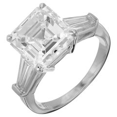 Peter Suchy GIA 4.41 Carat Asscher Diamond Three-Stone Platinum Engagement Ring