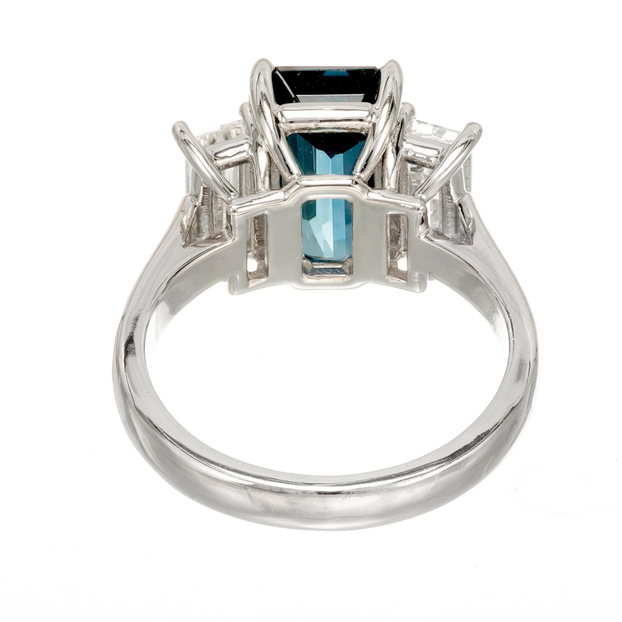 Peter Suchy GIA 4.96 Carat Sapphire Diamond Platinum Three Stone Engagement Ring 2