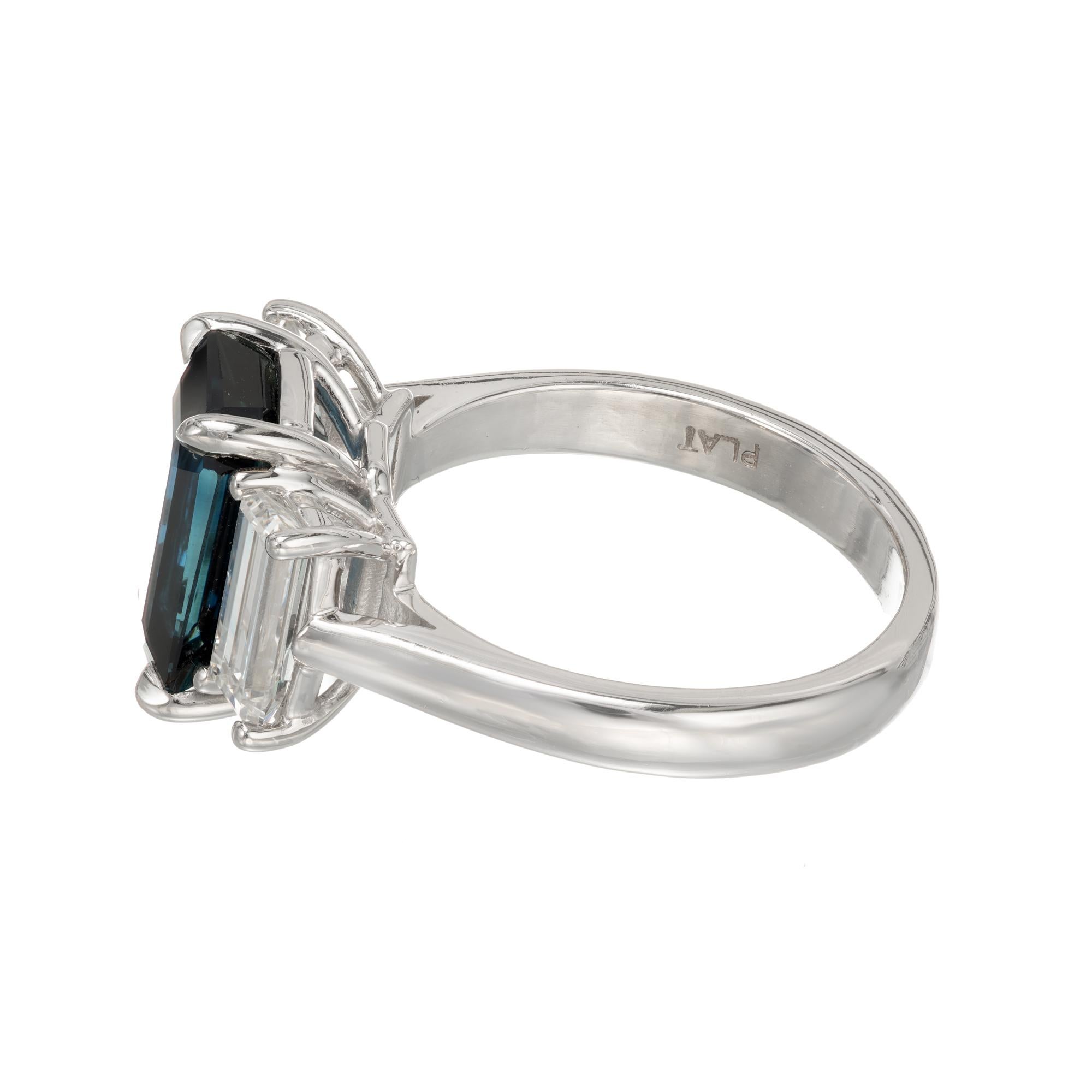 Peter Suchy GIA 4.96 Carat Sapphire Diamond Platinum Three Stone Engagement Ring 3