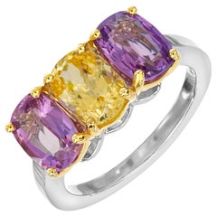 Peter Suchy GIA 5.16 Carat Sapphire Platinum Gold Three Stone Engagement Ring