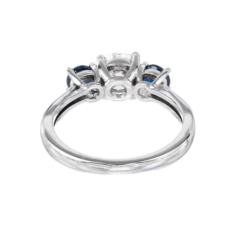 Peter Suchy GIA .73 Carat Diamond Sapphire Gold Three-Stone Engagement ...