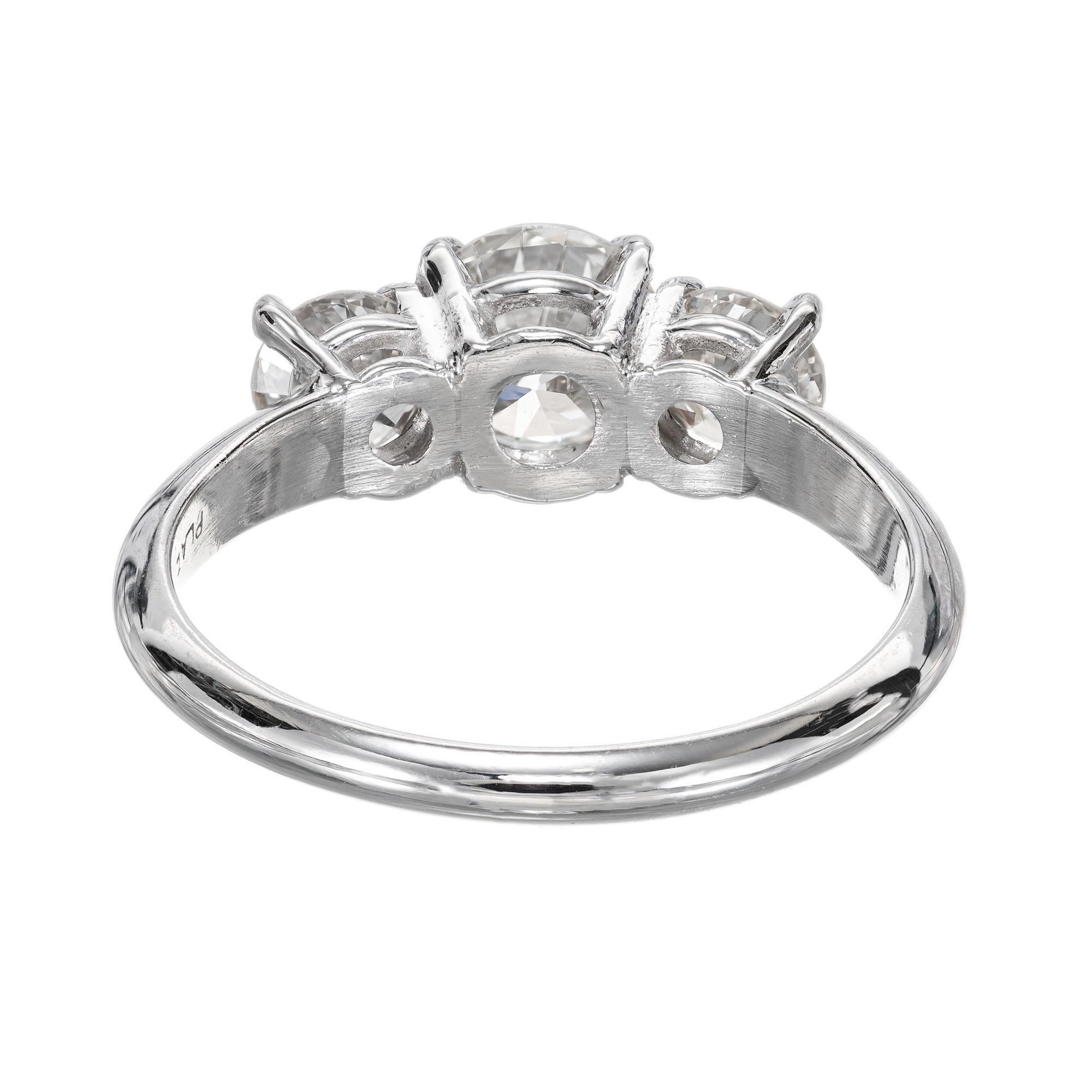 Round Cut Peter Suchy GIA .85 Carat Diamond Platinum Three-Stone Engagement Ring For Sale