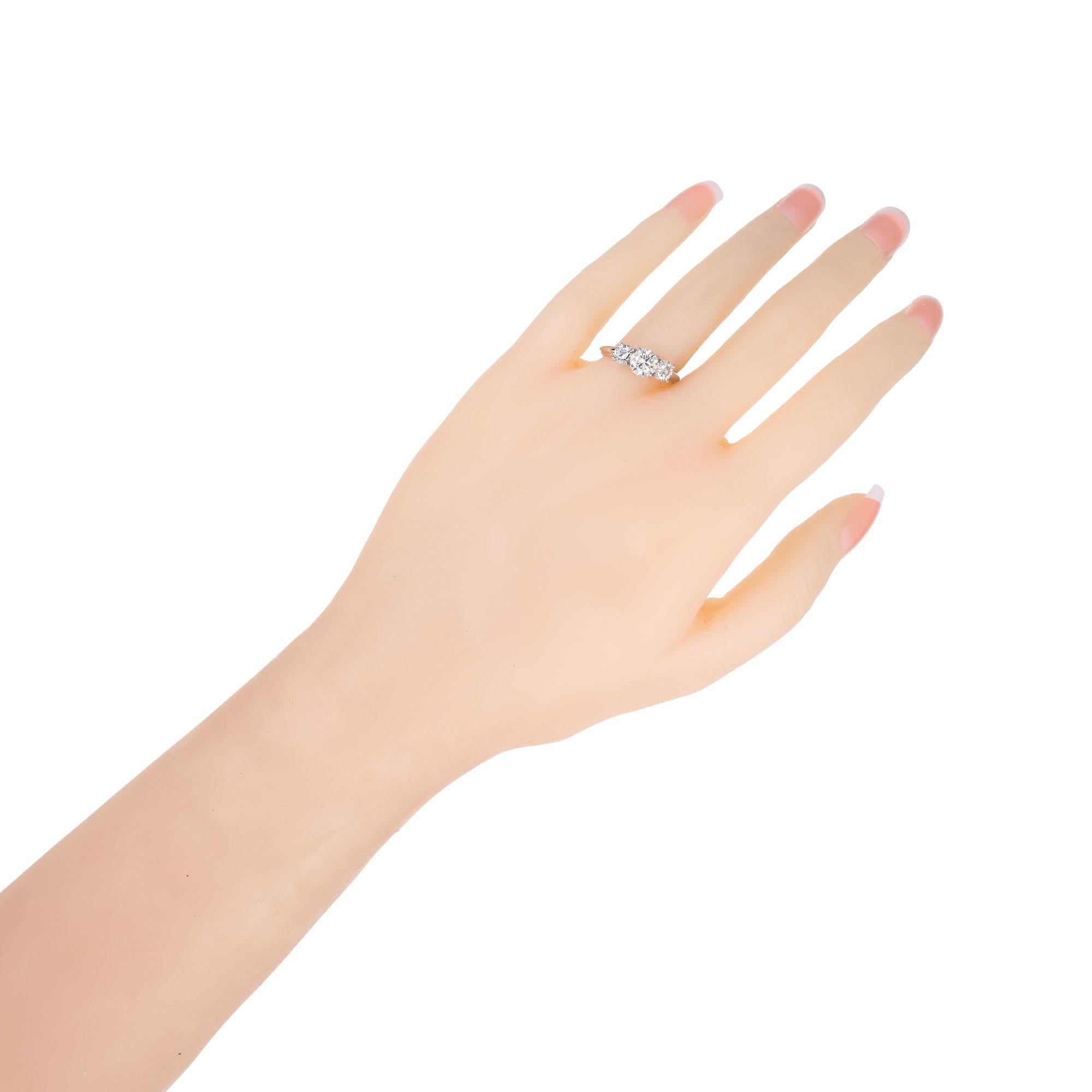 Women's Peter Suchy GIA .85 Carat Diamond Platinum Three-Stone Engagement Ring For Sale