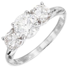 Peter Suchy GIA .85 Carat Diamond Platinum Three-Stone Engagement Ring