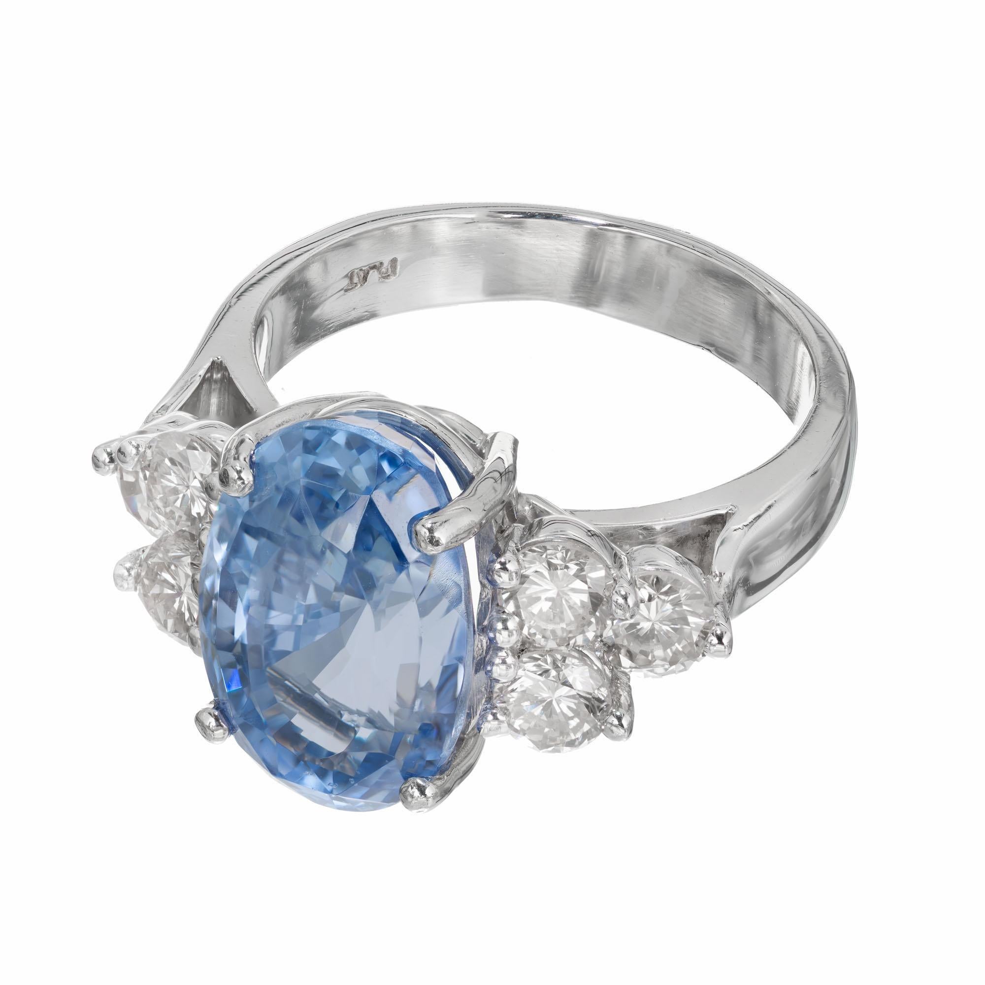 Peter Suchy GIA 8.95 Carat Blue Sapphire Diamond Platinum Engagement Ring In Excellent Condition For Sale In Stamford, CT