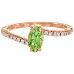 Peter Suchy GIA .96 Carat Tsavorite Garnet Diamond Rose Engagement Gold Ring