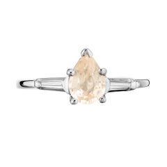 Peter Suchy GIA .99 Carat Pear Sapphire Diamond Gold Three-Stone Engagement Ring