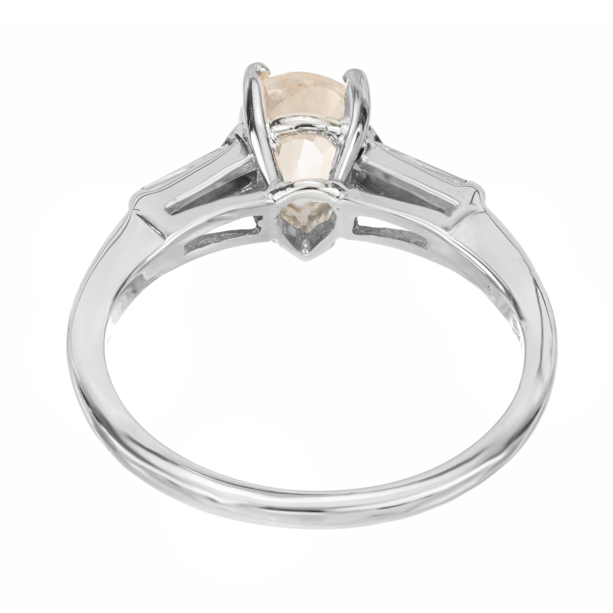 Peter Suchy GIA .99 Carat Pear Sapphire Diamond Gold Three-Stone Engagement Ring For Sale 1