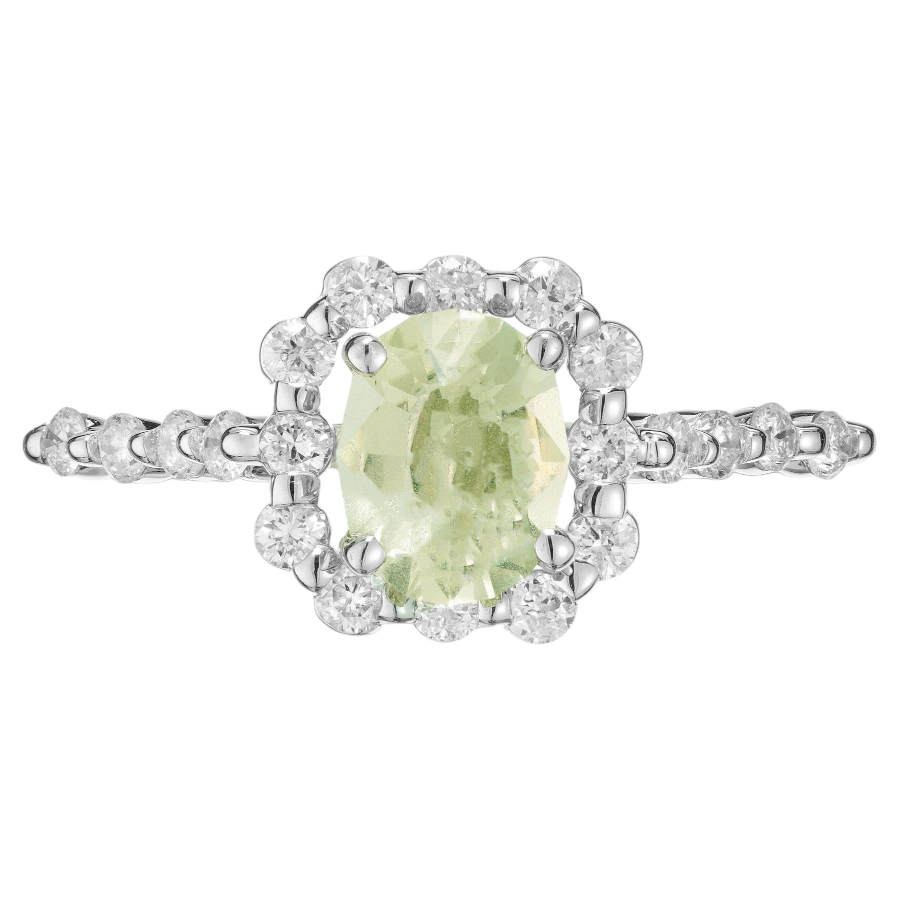Peter Suchy GIA .99 Carat Sapphire Diamond 14k White Gold Engagement Ring For Sale