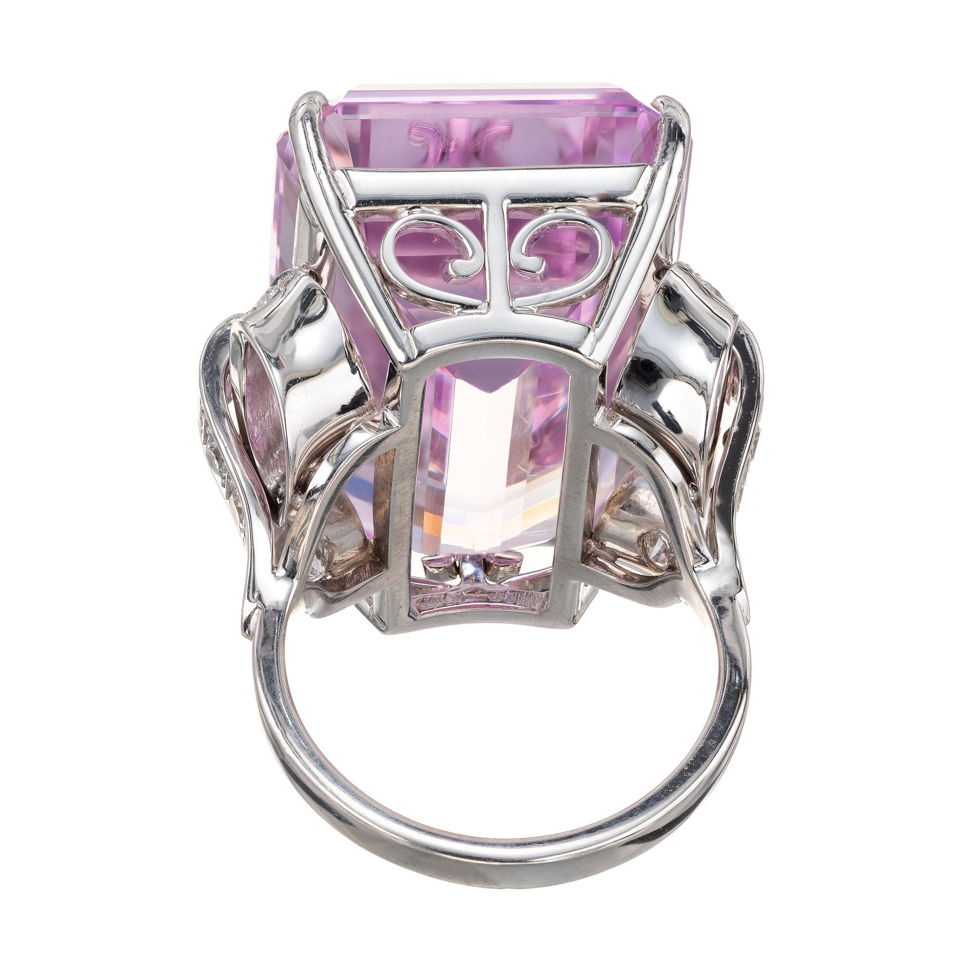 Peter Suchy GIA AGL 47.45 Carat Pink Kunzite Diamond Gold Cocktail Ring In New Condition In Stamford, CT