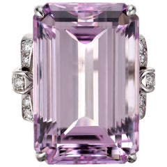 Peter Suchy Bague cocktail en or avec kunzite rose de 47,45 carats certifiée GIA et diamants