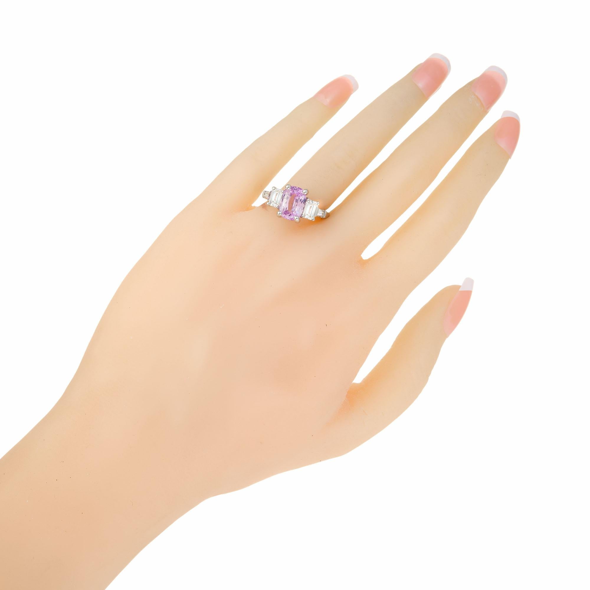 Peter Suchy Bague de fiançailles en platine avec saphir rose et diamant violet certifié GIA Pour femmes en vente