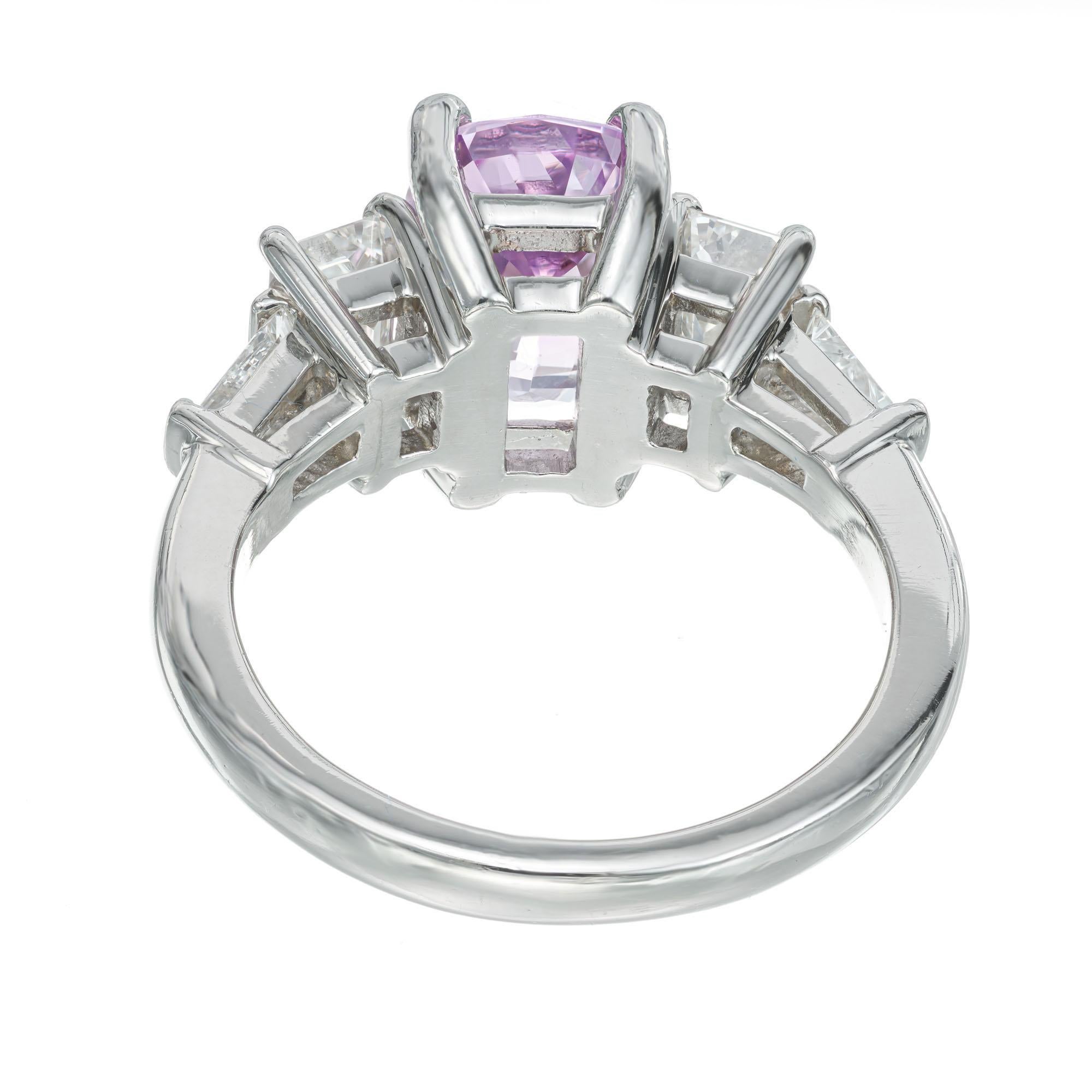 Cushion Cut Peter Suchy GIA Cert Purple Pink Sapphire Diamond Platinum Engagement Ring For Sale