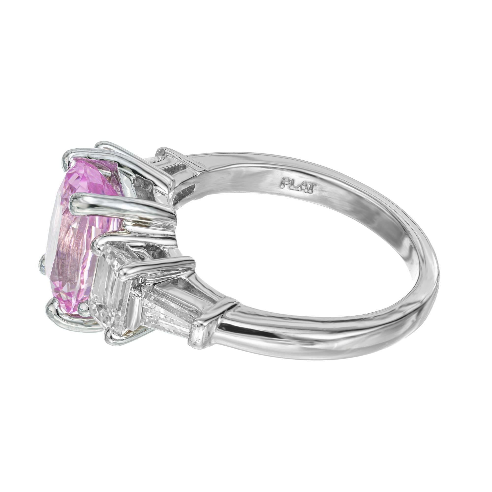 Peter Suchy GIA Cert Purple Pink Sapphire Diamond Platinum Engagement Ring In Good Condition For Sale In Stamford, CT
