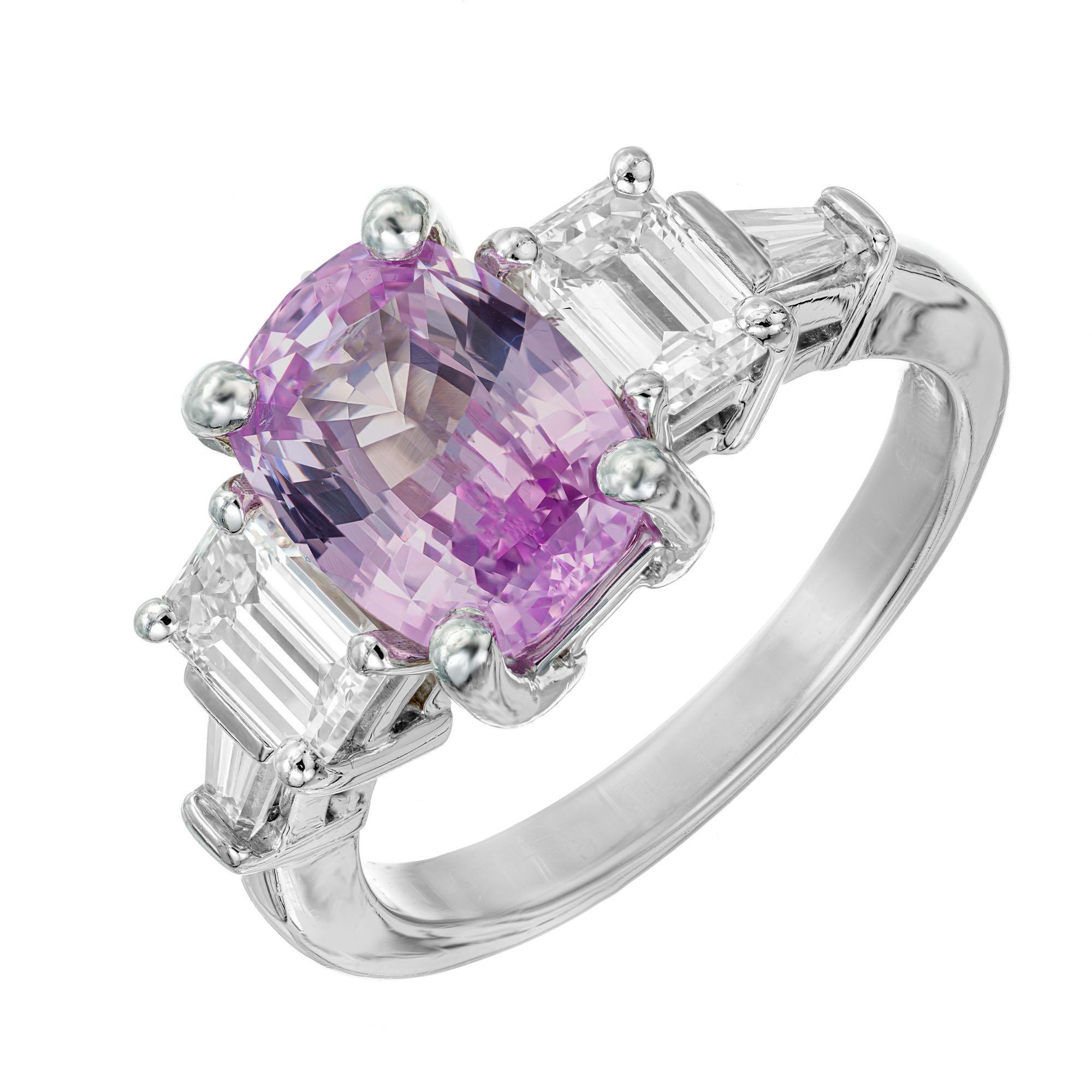 Peter Suchy GIA Cert Purple Pink Sapphire Diamond Platinum Engagement Ring For Sale 1