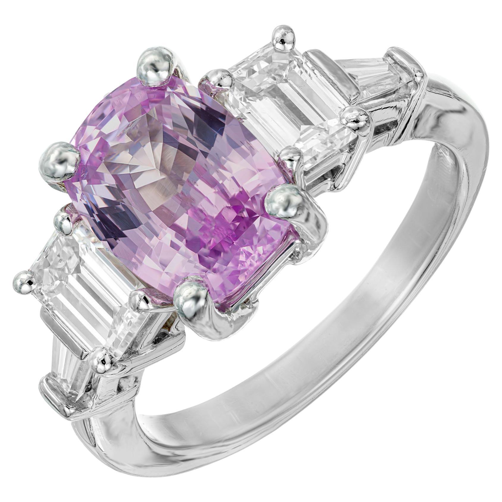 Peter Suchy GIA Cert Purple Pink Sapphire Diamond Platinum Engagement Ring For Sale