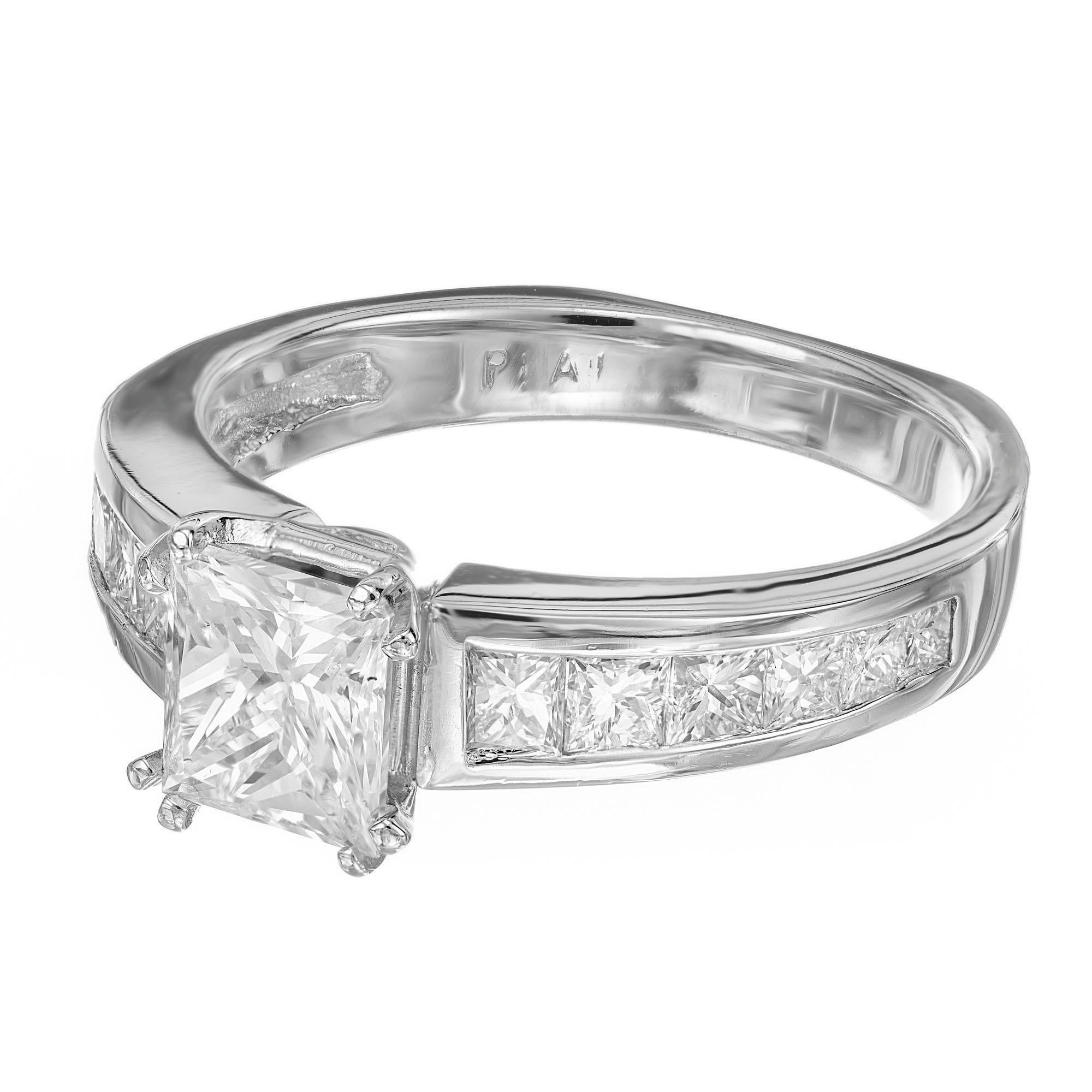 Taille princesse Peter Suchy Bague de fiançailles en platine avec diamant taille princesse de 1,00 carat certifié GIA en vente