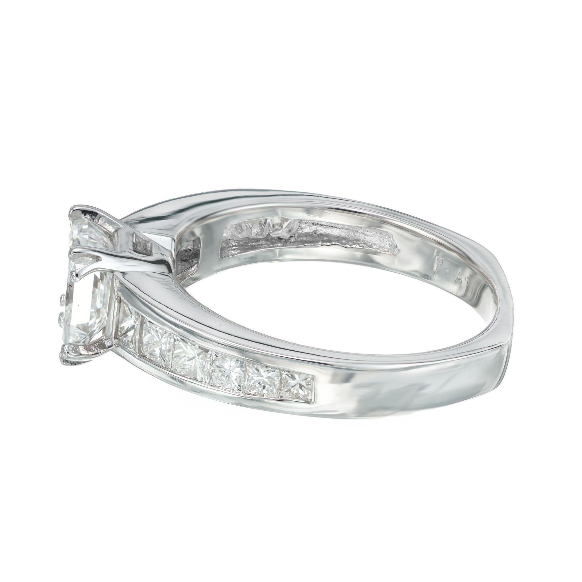 Peter Suchy GIA 1.00 Carat Princess Cut Diamond Platinum Engagement Ring For Sale 1