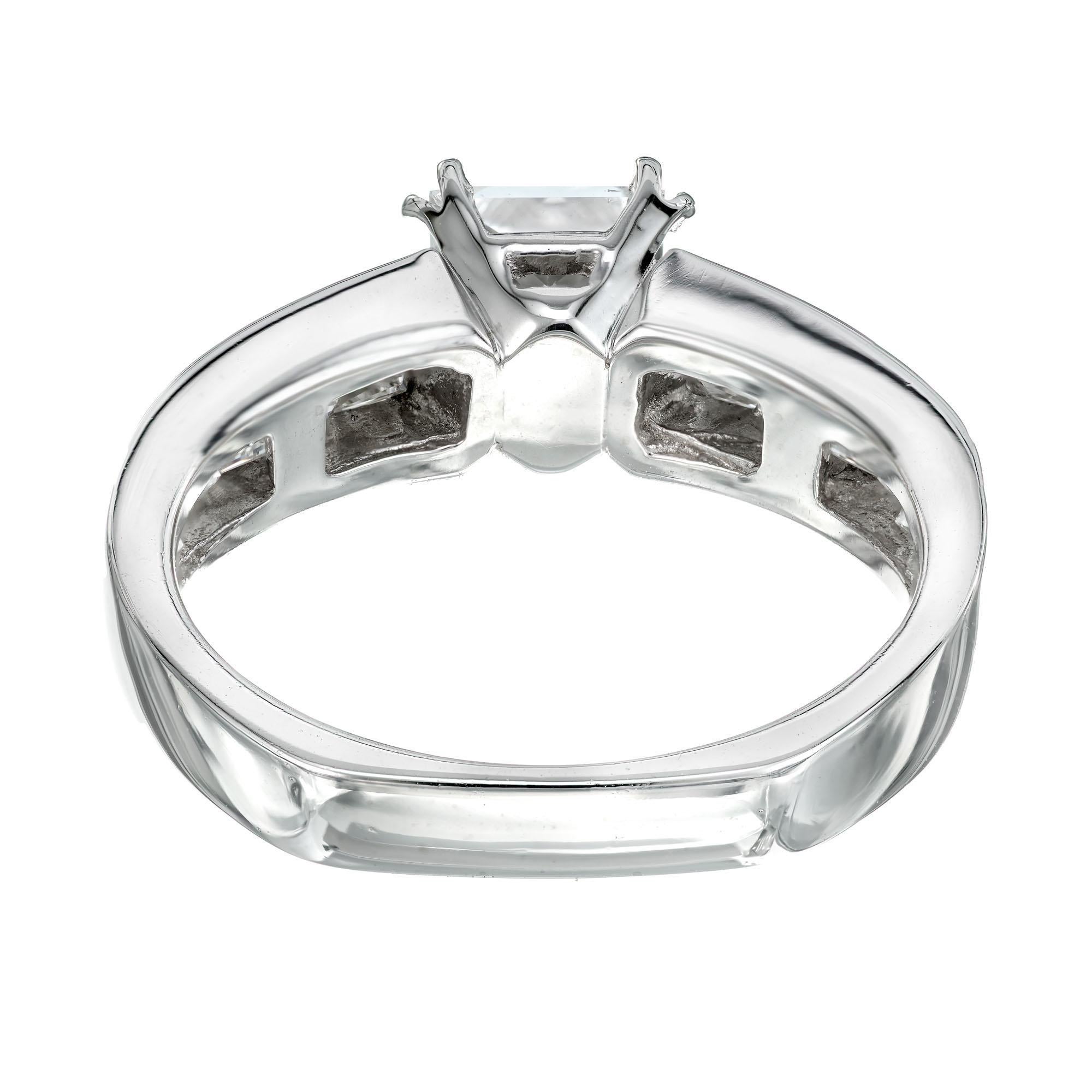 Peter Suchy GIA 1.00 Carat Princess Cut Diamond Platinum Engagement Ring For Sale 2